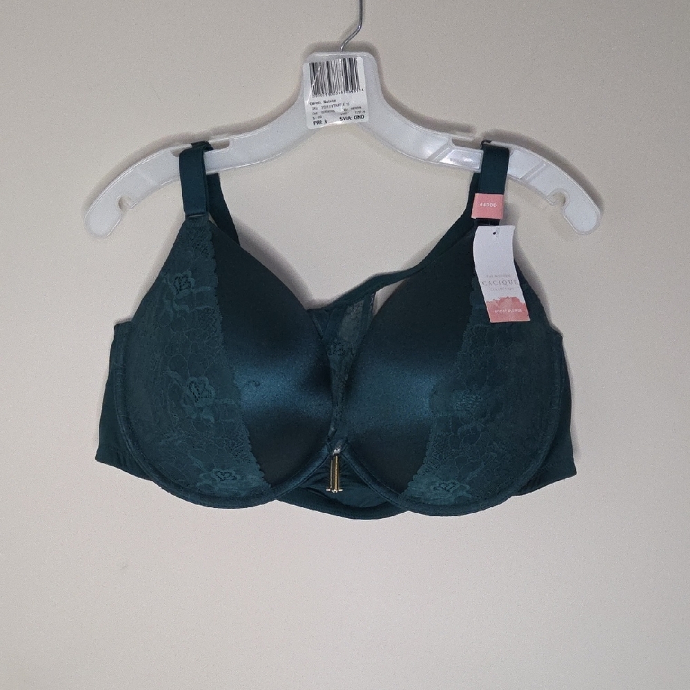 Cacique Lace-Accent Full Coverage Bra - Dark Teal